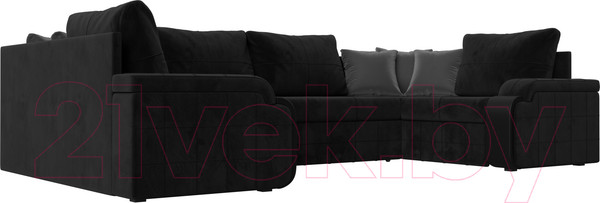 Изображение товара Диван П-образный Лига Диванов Николь / 117006 (велюр черный/экокожа черный)