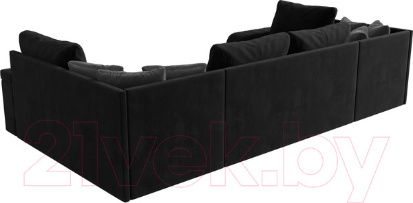 Изображение товара Диван П-образный Лига Диванов Николь / 117006 (велюр черный/экокожа черный)