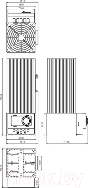 Изображение товара Обогреватель на DIN-рейку КС NTL 500-22S / 860389 (вентилятор, выключатель)