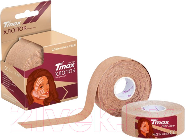 Изображение товара Кинезио тейп Tmax Beauty Tape / 423240 (5м, 2рул, хлопок/бежевый)