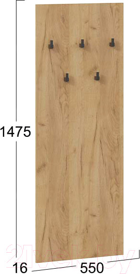 Изображение товара Вешалка для одежды ТриЯ Хилтон настенная 550 Исп.2.1 (дуб крафт золотой/черный)