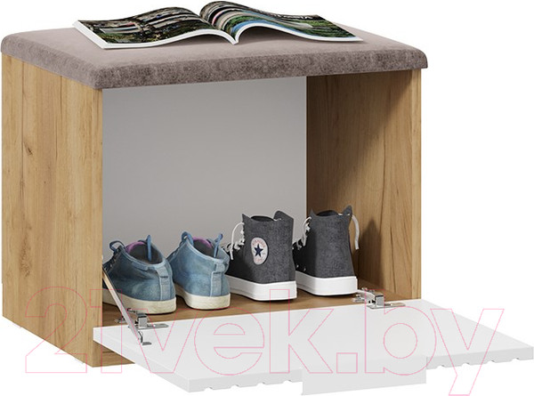 Изображение товара Тумба для обуви ТриЯ Хилтон Исп.2.1 (дуб крафт золотой/белый матовый)