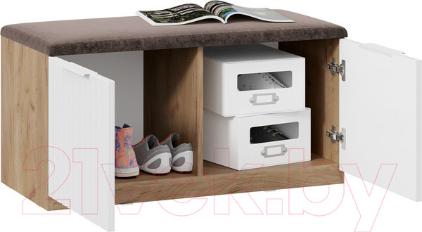 Изображение товара Тумба для обуви ТриЯ Хилтон Исп.2.2 (дуб крафт золотой/белый матовый)