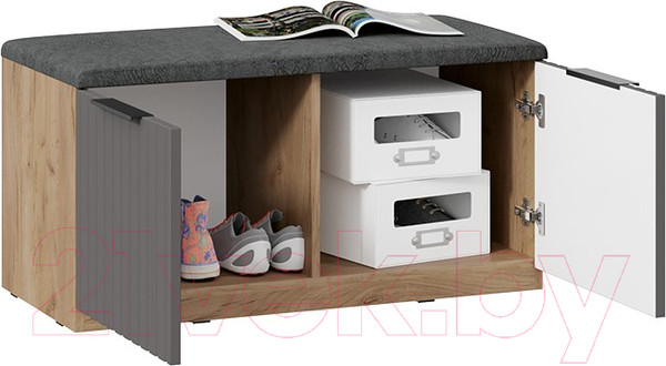 Изображение товара Тумба для обуви ТриЯ Хилтон Исп.2.2 (дуб крафт золотой/графит матовый)