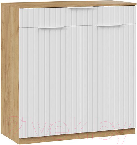 Изображение товара Тумба в прихожую ТриЯ Хилтон комбинированная Исп.2.2 (дуб крафт золотой/белый матовый)