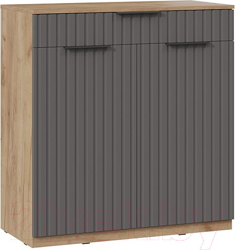 Изображение товара Тумба в прихожую ТриЯ Хилтон комбинированная Исп.2.2 (дуб крафт золотой/графит матовый)