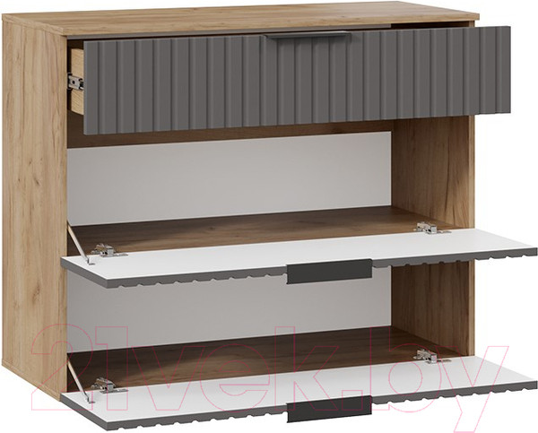 Изображение товара Тумба в прихожую ТриЯ Хилтон комбинированная Исп.2.3 (дуб крафт золотой/графит матовый)