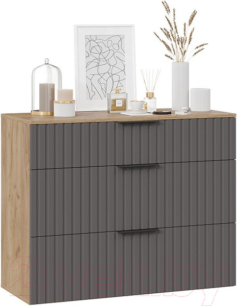 Изображение товара Тумба в прихожую ТриЯ Хилтон комбинированная Исп.2.3 (дуб крафт золотой/графит матовый)