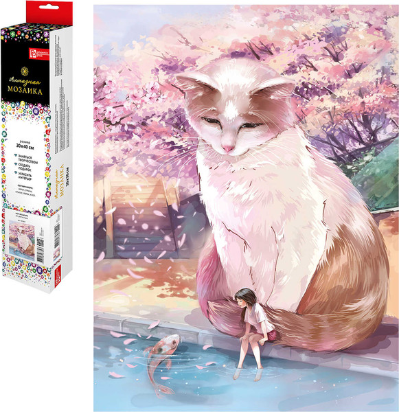 Изображение товара Набор алмазной вышивки Феникс+ Кот в Сакуре / 65561