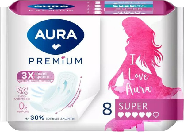 Изображение товара Прокладки гигиенические Aura Premium Super (8шт)