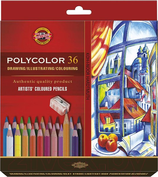 Изображение товара Набор цветных карандашей Koh-i-Noor Polycolor / 3835036007KZ (36цв)