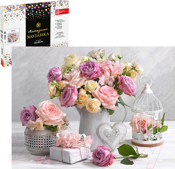 Изображение товара Набор алмазной вышивки Феникс+ Розовый букет / 65588