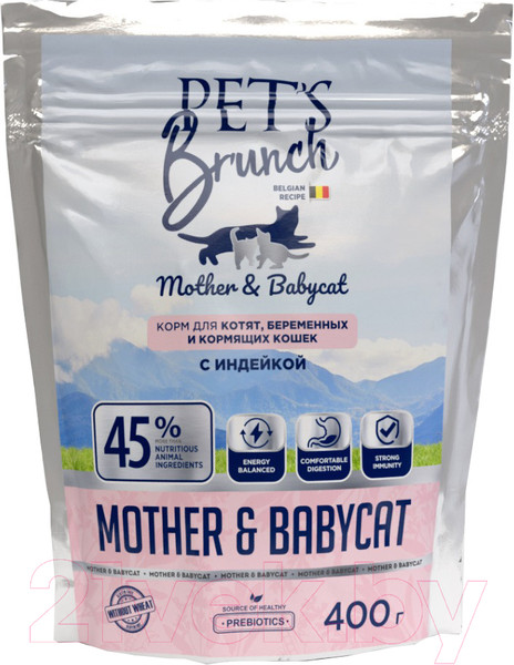 Изображение товара Сухой корм для кошек Pet's Brunch Для котят, беременных и кормящих кошек с индейкой (400г)