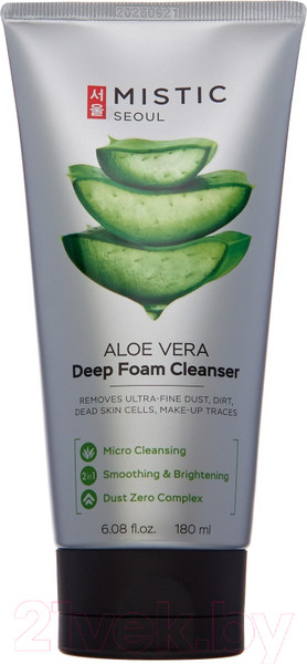 Изображение товара Пенка для умывания Mistic Aloe Vera Deep Foam Cleanser Глубокоочищающая с экстрактом Алоэ  (180мл)