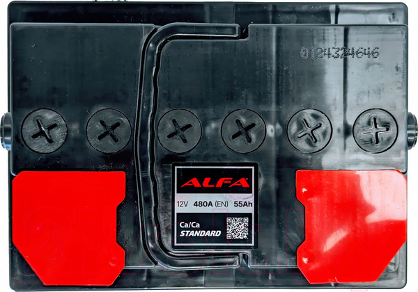 Изображение товара Автомобильный аккумулятор ALFA battery Standart R+ 480A / 6CT-55R (55 А/ч)
