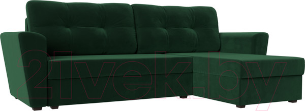 Изображение товара Диван угловой Лига Диванов Амстердам Лайт правый / 112451 (велюр зеленый)