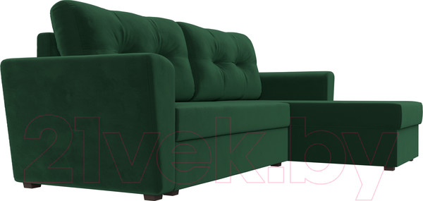 Изображение товара Диван угловой Лига Диванов Амстердам Лайт правый / 112451 (велюр зеленый)