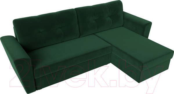 Изображение товара Диван угловой Лига Диванов Амстердам Лайт правый / 112451 (велюр зеленый)