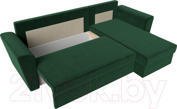 Изображение товара Диван угловой Лига Диванов Амстердам Лайт правый / 112451 (велюр зеленый)