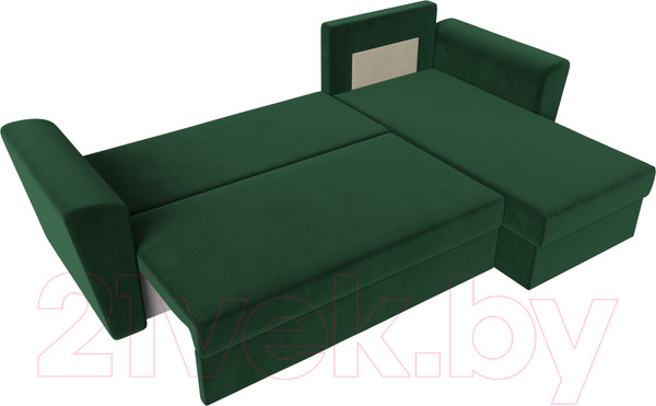 Изображение товара Диван угловой Лига Диванов Амстердам Лайт правый / 112451 (велюр зеленый)