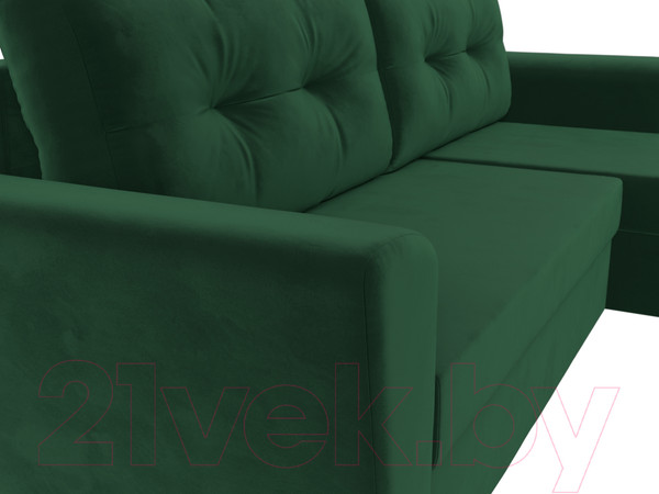 Изображение товара Диван угловой Лига Диванов Амстердам Лайт правый / 112451 (велюр зеленый)