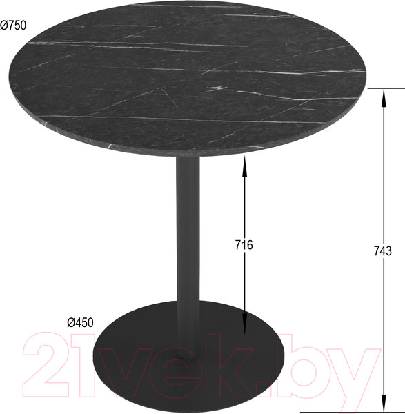 Изображение товара Обеденный стол Калифорния мебель Дейл (черный мрамор)