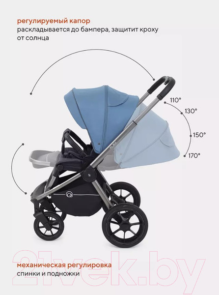 Изображение товара Детская универсальная коляска Rant Flex Pro 3 в 1 2023 / RA075 (Blue)