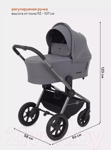 Изображение товара Детская универсальная коляска Rant Flex Pro 3 в 1 2023 / RA075 (Grey)