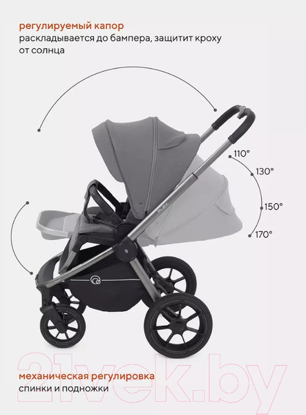 Изображение товара Детская универсальная коляска Rant Flex Pro 3 в 1 2023 / RA075 (Grey)