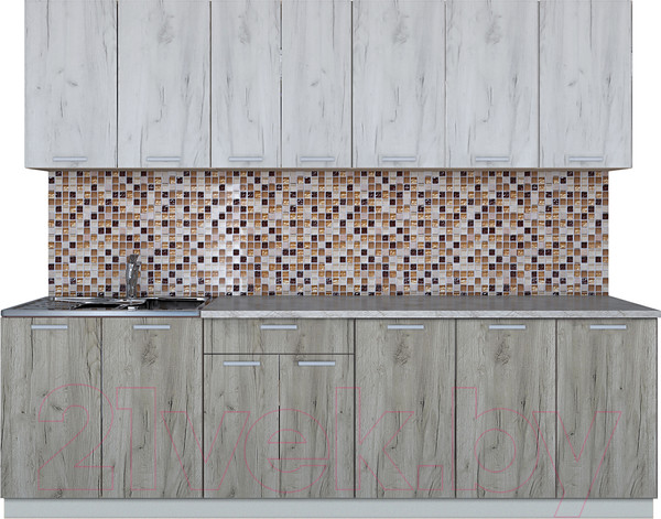 Изображение товара Кухонный гарнитур Интерлиния Мила Лайт 2.6 (дуб белый/дуб серый/опал светлый)