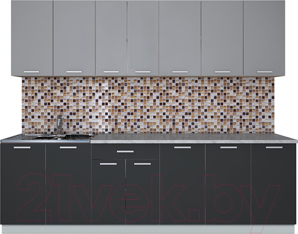 Изображение товара Кухонный гарнитур Интерлиния Мила Лайт 2.6 (серебро/антрацит/опал светлый)