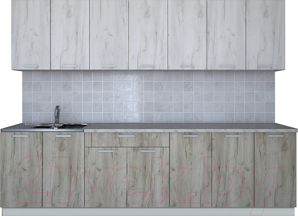 Изображение товара Кухонный гарнитур Интерлиния Мила Лайт 2.8 (дуб белый/дуб серый/опал светлый)