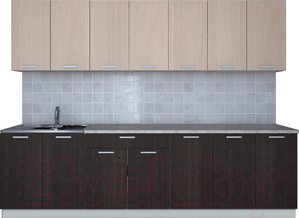 Изображение товара Кухонный гарнитур Интерлиния Мила Лайт 2.8 (дуб молочный/дуб венге/опал светлый)