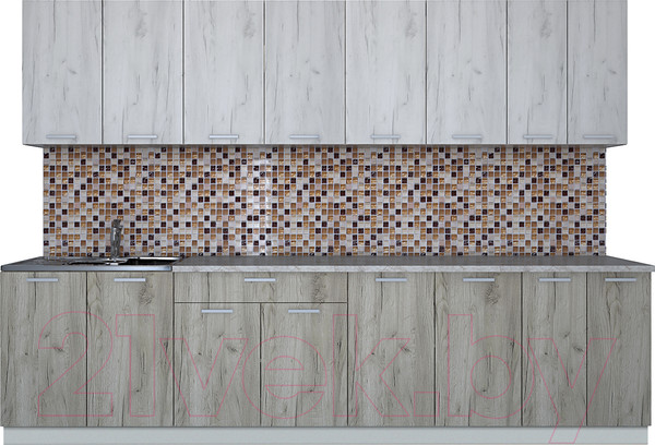 Изображение товара Кухонный гарнитур Интерлиния Мила Лайт 3.0 (дуб белый/дуб серый/опал светлый)