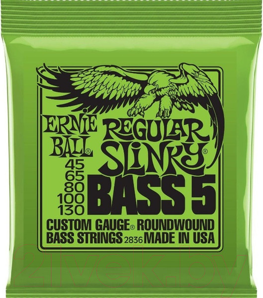Изображение товара Струны для бас-гитары Ernie Ball 2836 Regular Slinky 5 String Bass 45-130