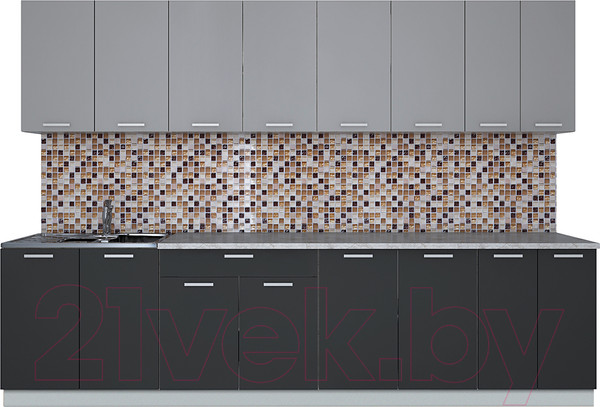 Изображение товара Кухонный гарнитур Интерлиния Мила Лайт 3.0 (серебро/антрацит/опал светлый)