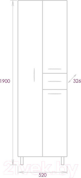 Изображение товара Шкаф-пенал для ванной Onika Модерн 52.17 L (405206)