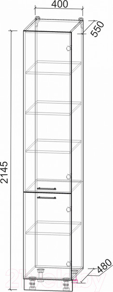 Изображение товара Шкаф-пенал кухонный Интерлиния Мила Лайт НШП-№2-2145 (дуб белый/дуб серый)