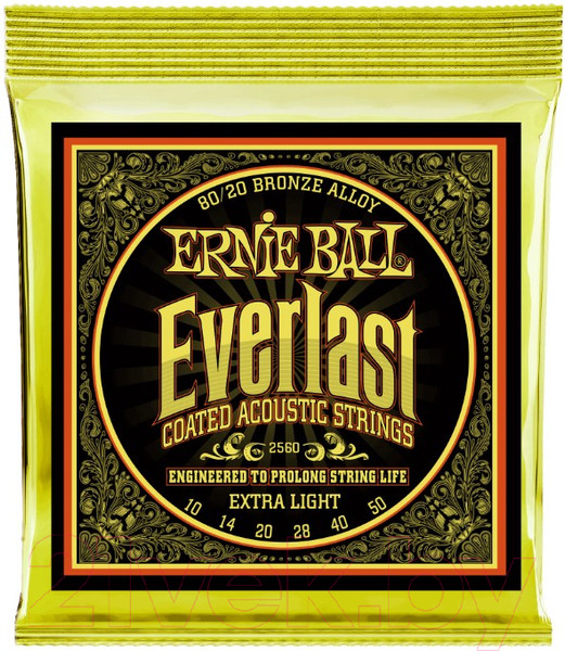 Струны для акустической гитары Ernie Ball 2560 Everlast Coated 80/20 Bronze Extra Light — фото 5
