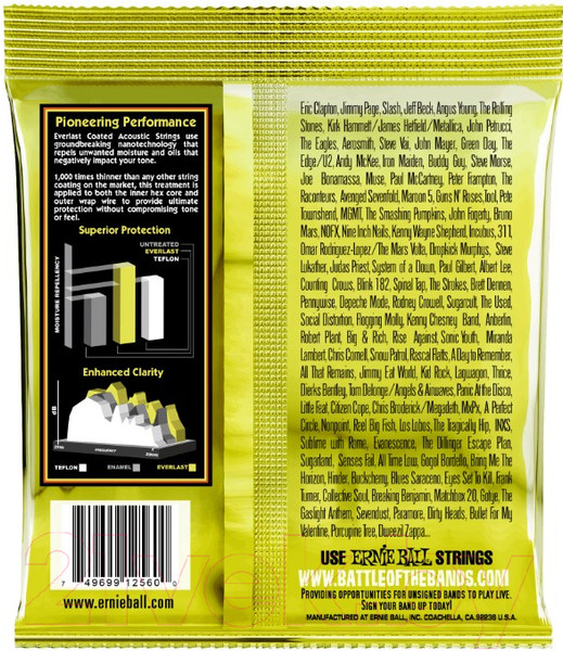 Струны для акустической гитары Ernie Ball 2560 Everlast Coated 80/20 Bronze Extra Light — фото 6