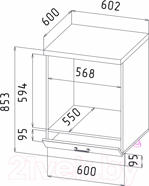 Изображение товара Шкаф под духовку Интерлиния Мила Лайт НШ60д (дуб серый)