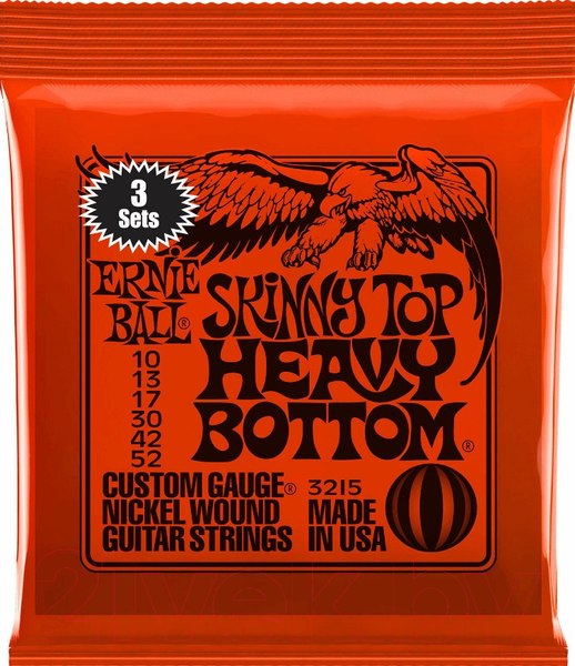 Изображение товара Струны для электрогитары Ernie Ball 2215 Slinky Top Heavy Bottom 10-52