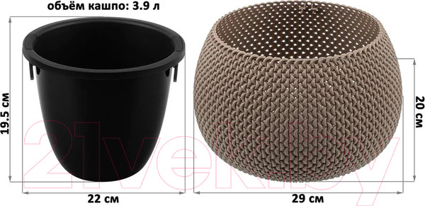 Изображение товара Кашпо El Casa Сфера / 640444 (серо-коричневый)