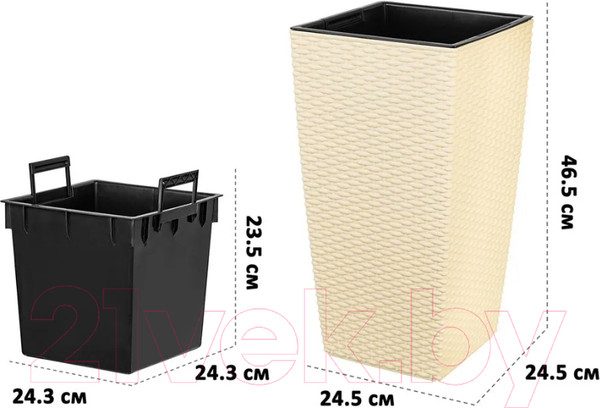 Изображение товара Кашпо El Casa Камелия / 640379 (ротанг/слоновая кость)