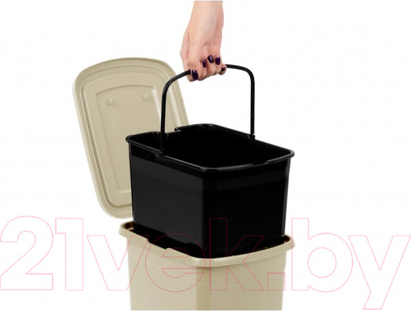 Изображение товара Контейнер для мусора El Casa Слим / 640489 (бежевый)