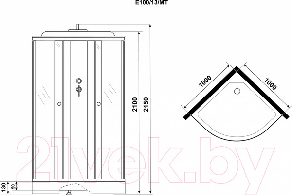 Изображение товара Душевая кабина Niagara Eco E100/13/MT 100x100x215