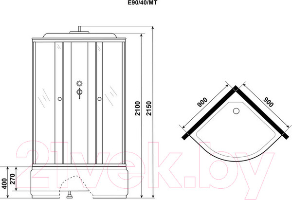 Изображение товара Душевая кабина Niagara Eco E90/40/MT 90x90x215