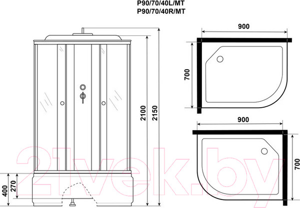 Изображение товара Душевая кабина Niagara Promo P90/70/40L/MT 90x70x215