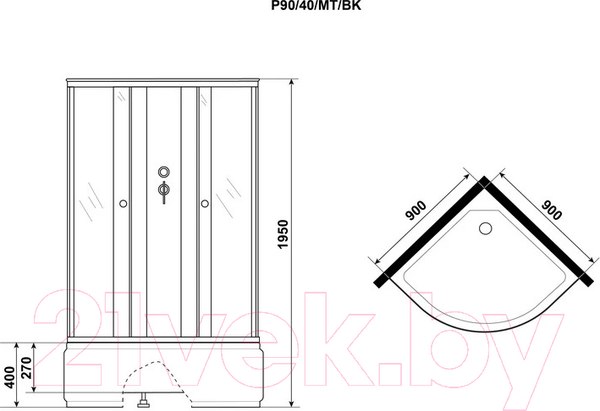 Изображение товара Душевая кабина Niagara Promo P90/40/MT/BK 90x90x195