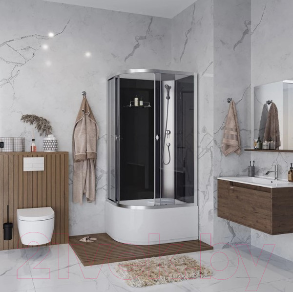 Изображение товара Душевая кабина Niagara Eco E90/80/40R/TN/BK 90x80x195